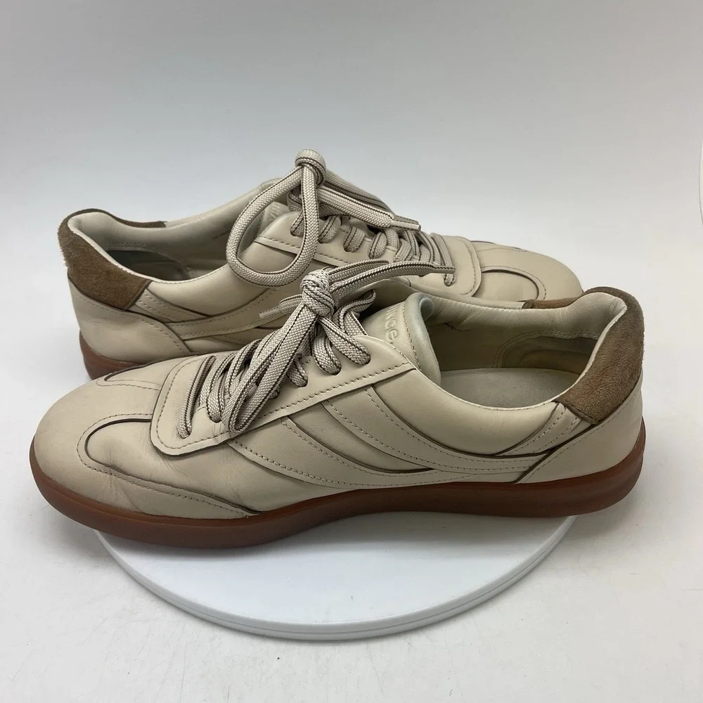Vince‎ Oasis Shoes Mens 10 Tan Leather Low Top Casual Preppy Low Top Sneakers